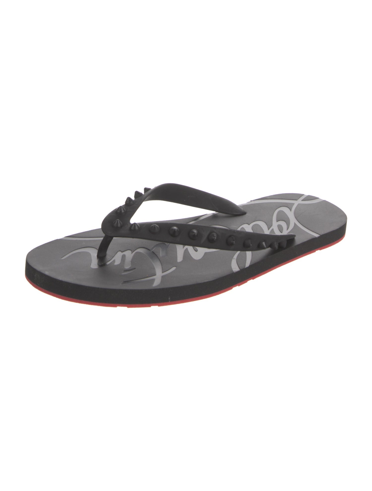 Christian Louboutin Rubber Studded Accents Flip Flops