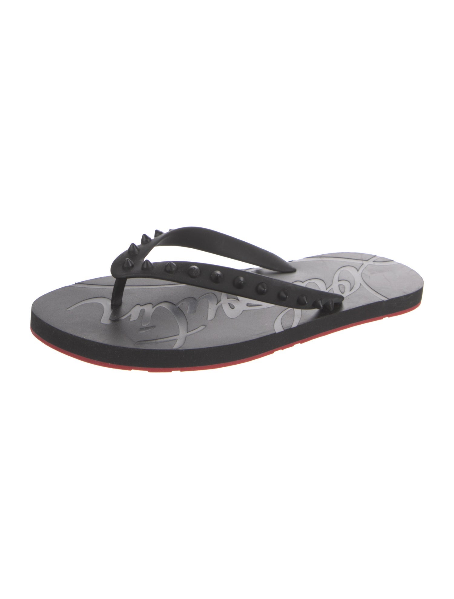 Christian Louboutin Rubber Studded Accents Flip Flops