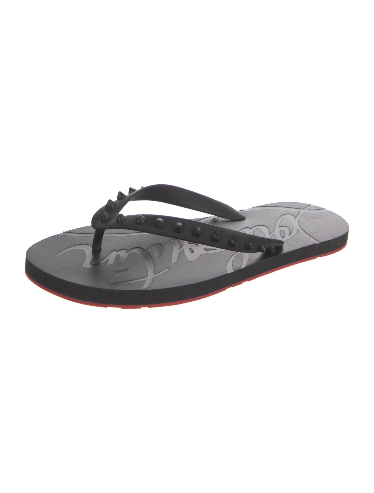 Christian Louboutin Rubber Studded Accents Flip Flops