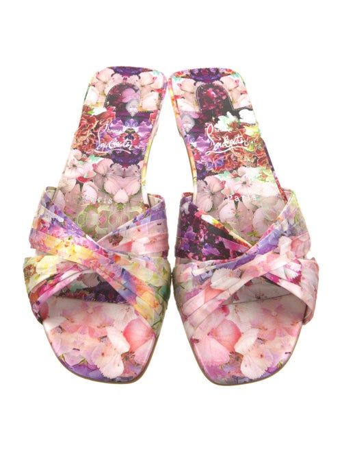 Christian Louboutin Satin Floral Print Slides