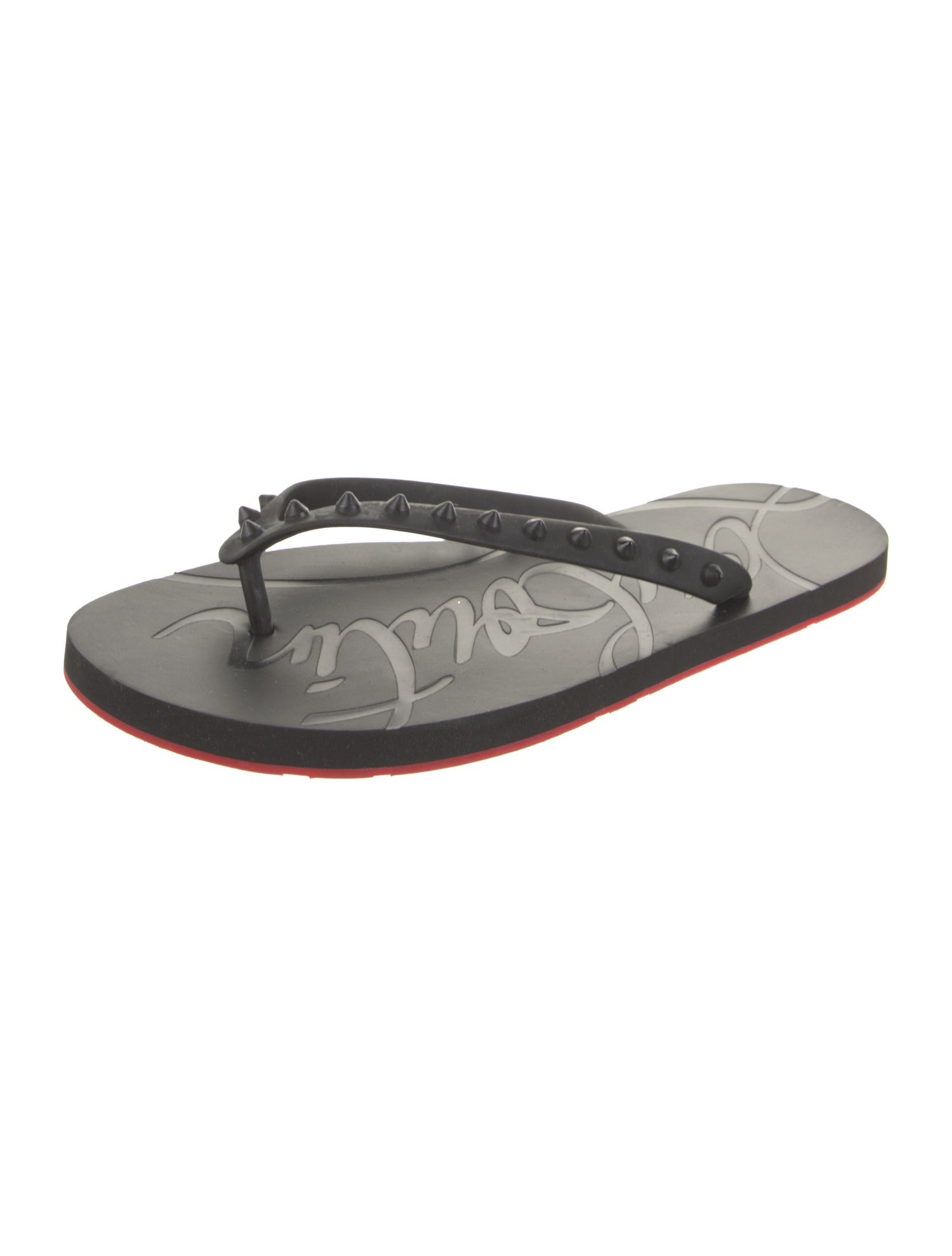 Christian Louboutin Rubber Studded Accents Flip Flops
