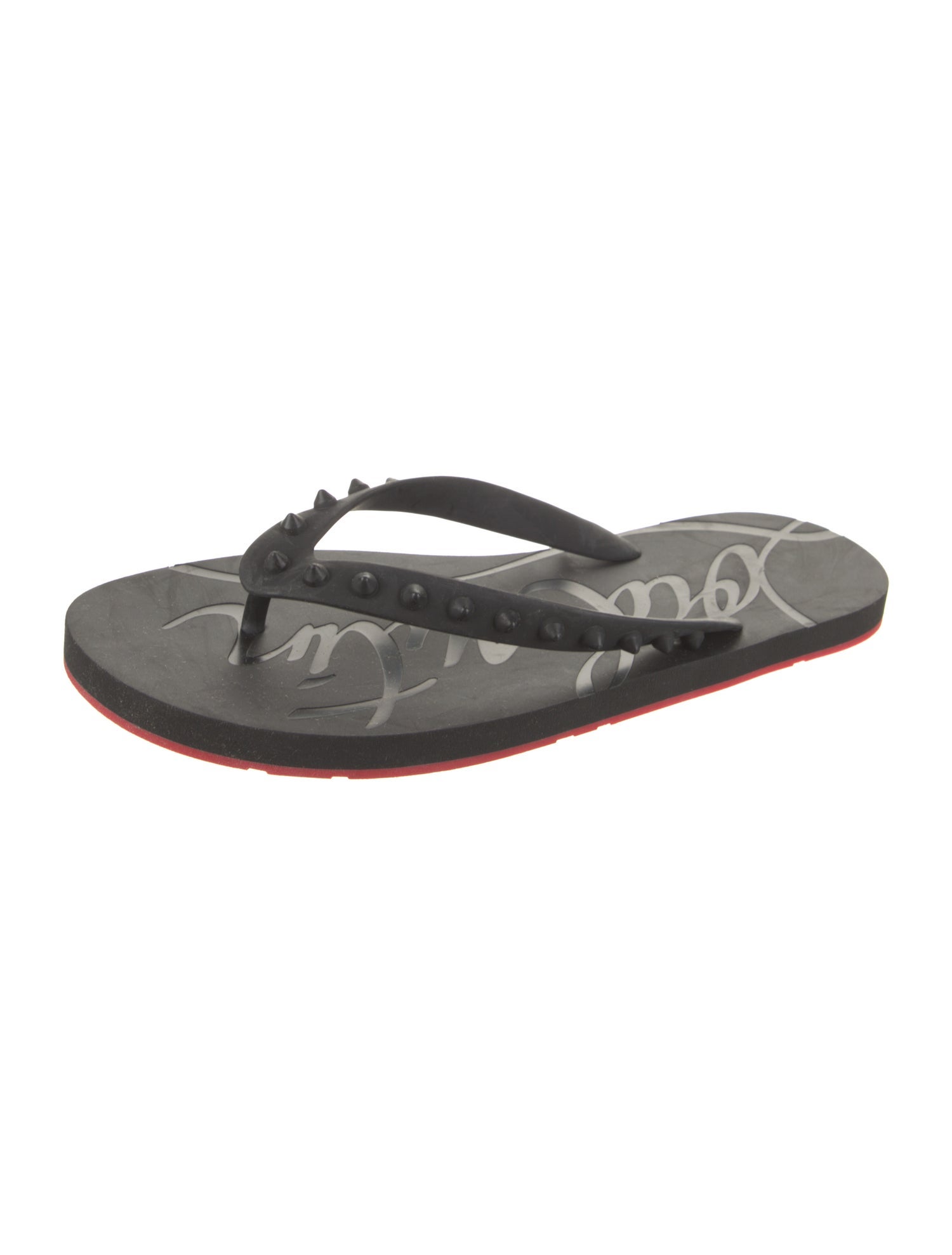 Christian Louboutin Rubber Studded Accents Flip Flops