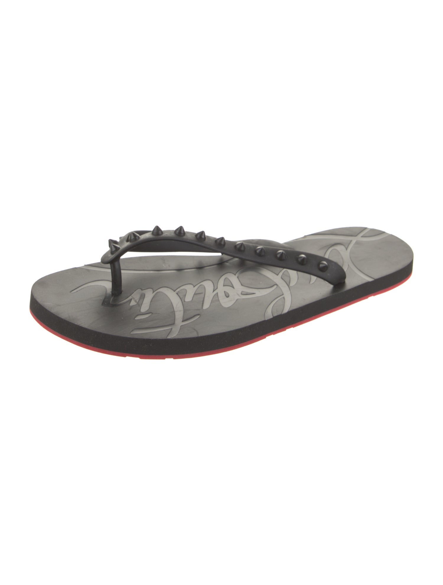 Christian Louboutin Rubber Studded Accents Flip Flops