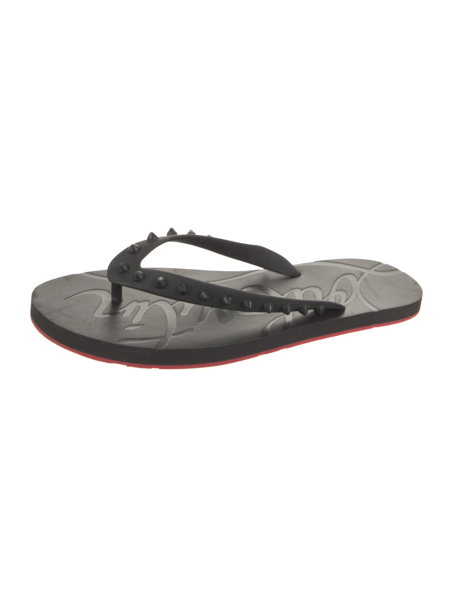 Christian Louboutin Rubber Studded Accents Flip Flops