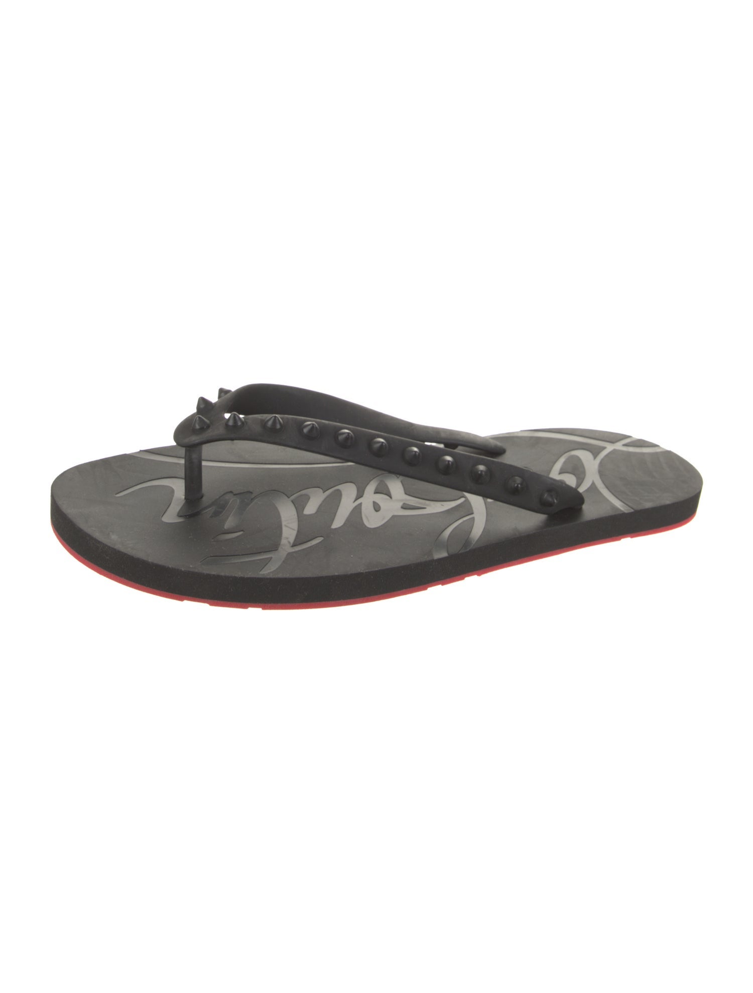 Christian Louboutin Rubber Studded Accents Flip Flops