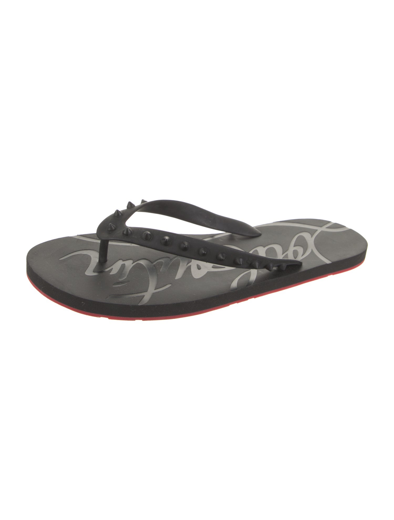 Christian Louboutin Rubber Studded Accents Flip Flops