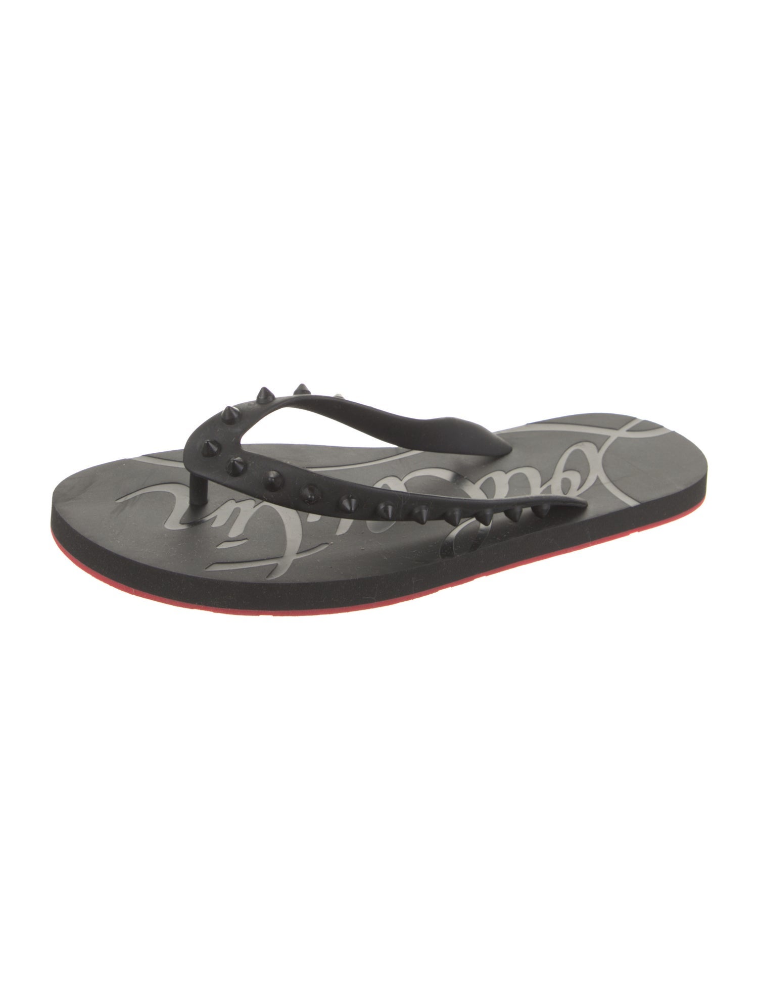 Christian Louboutin Rubber Studded Accents Flip Flops