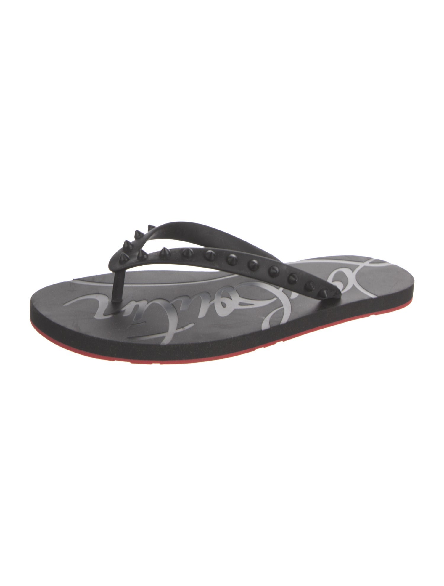 Christian Louboutin Rubber Studded Accents Flip Flops