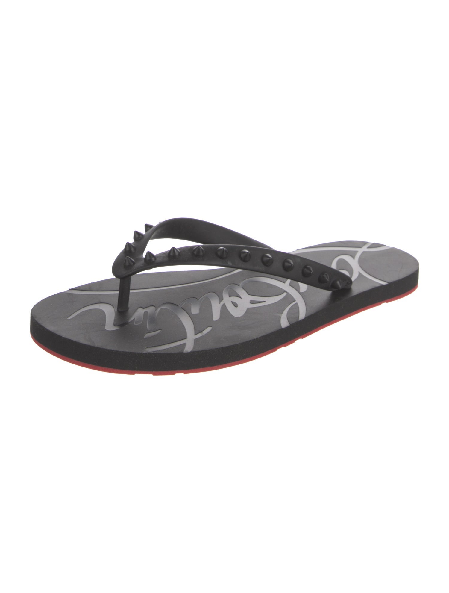 Christian Louboutin Rubber Studded Accents Flip Flops