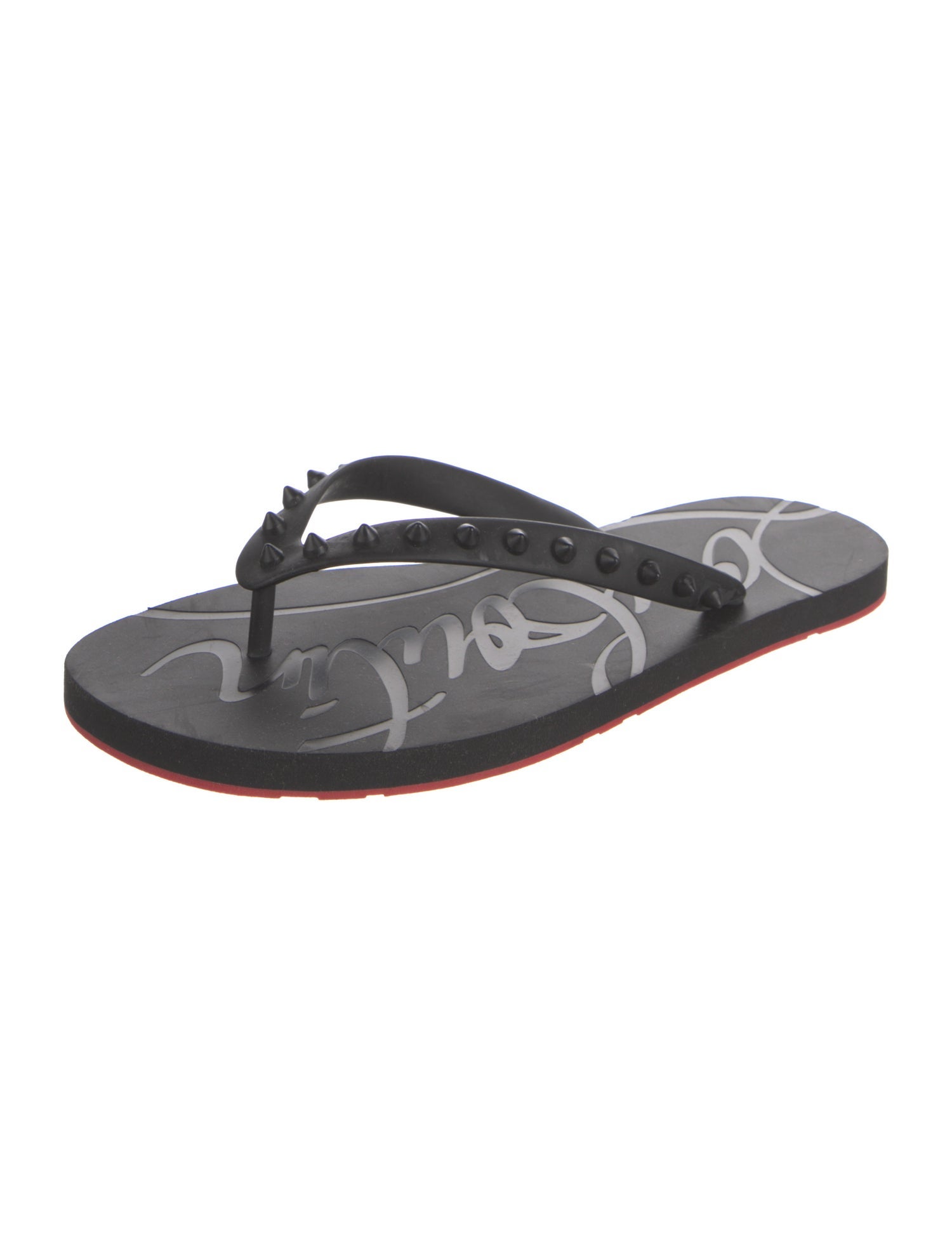 Christian Louboutin Rubber Studded Accents Flip Flops