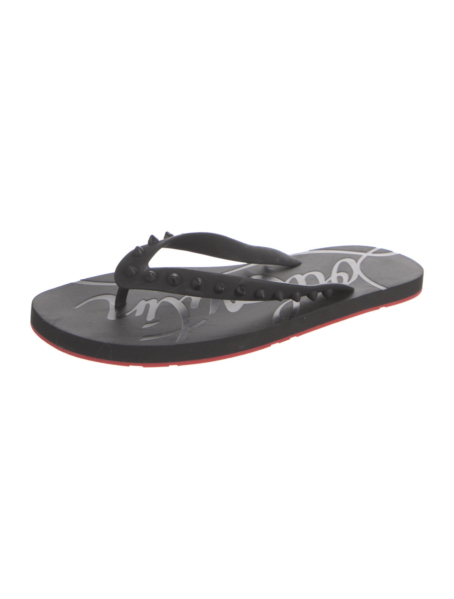 Christian Louboutin Rubber Studded Accents Flip Flops
