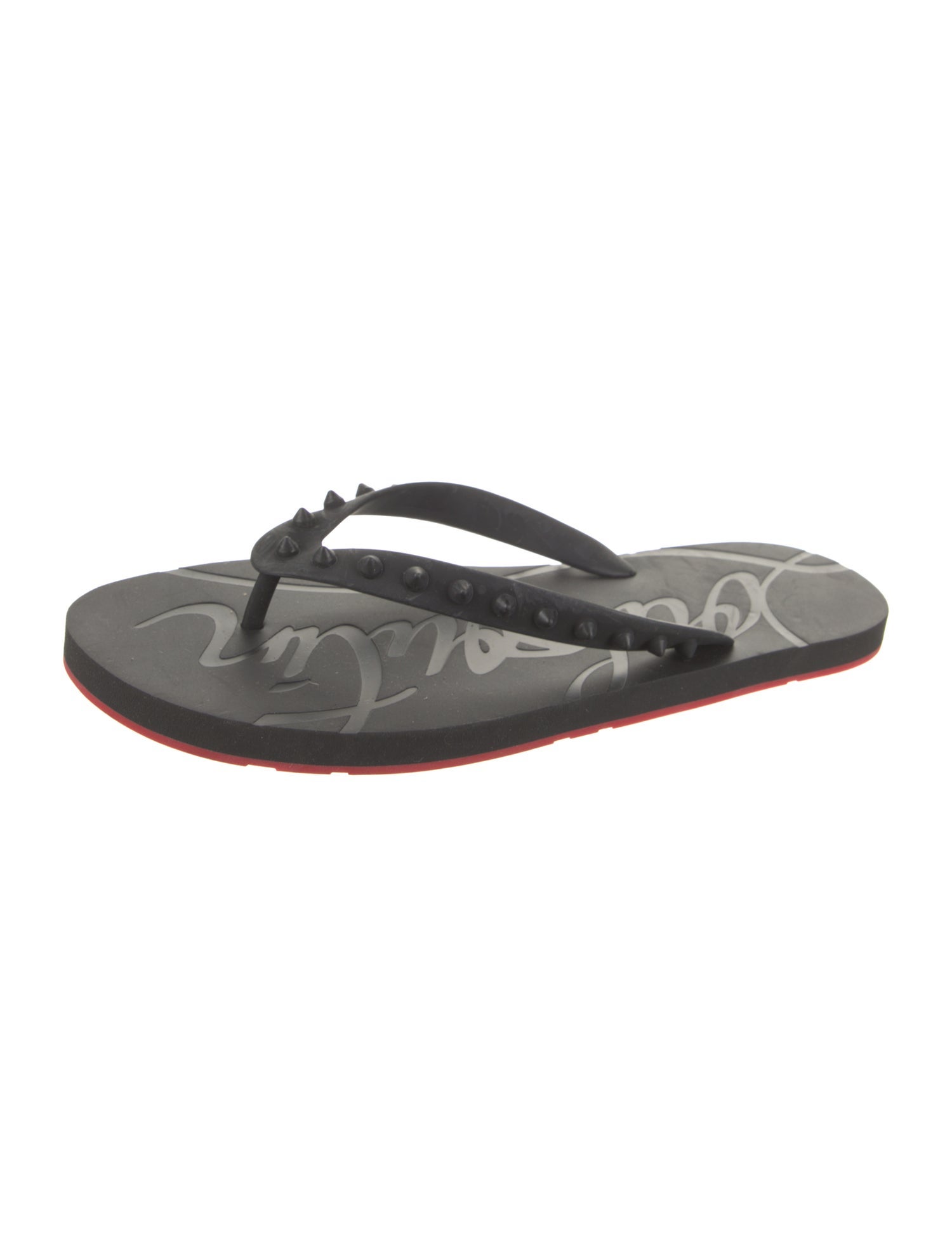 Christian Louboutin Rubber Studded Accents Flip Flops