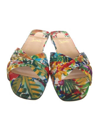 Christian Louboutin Satin Floral Print Slides