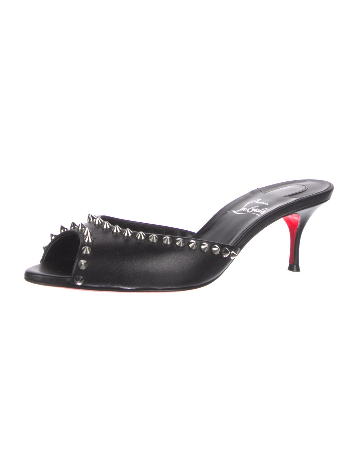 Christian Louboutin Spike Accents Leather Slides