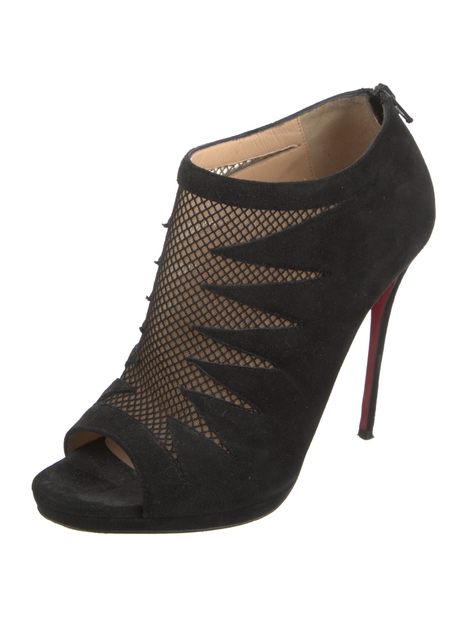 Christian Louboutin Suede Mesh Accents Boots