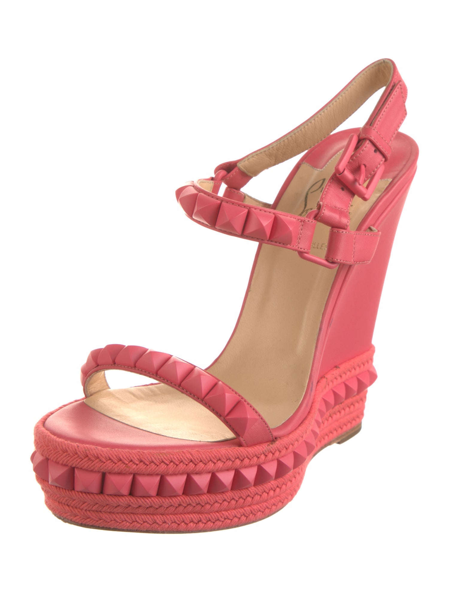 Christian Louboutin Rockstud Accents Leather Espadrilles