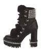 Christian Louboutin Leather Studded Accents Combat Boots