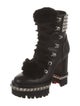 Christian Louboutin Leather Studded Accents Combat Boots