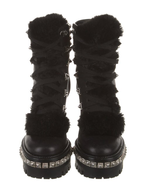 Christian Louboutin Leather Studded Accents Combat Boots