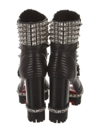 Christian Louboutin Leather Studded Accents Combat Boots