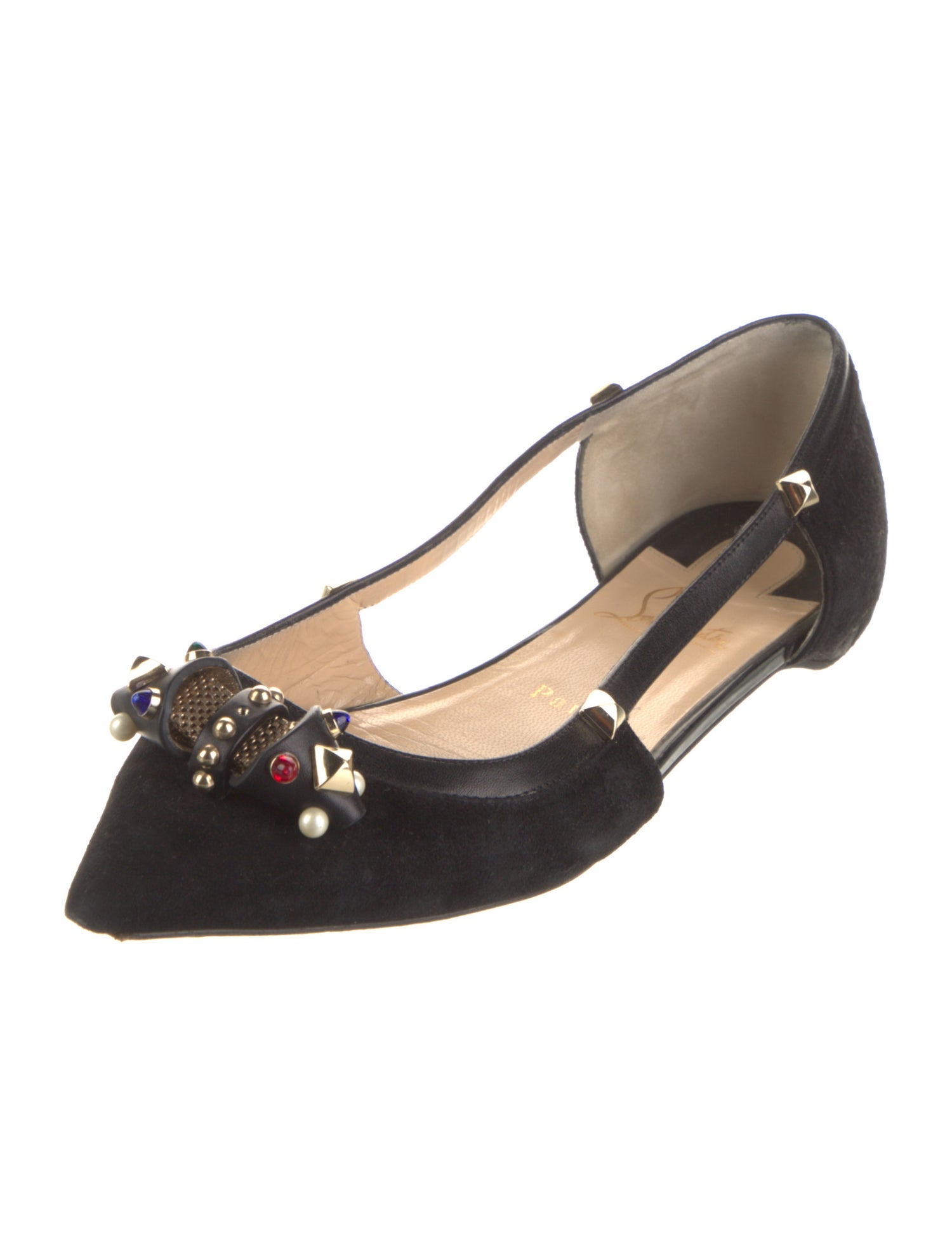 Christian Louboutin Suede Bow Accents Ballet Flats