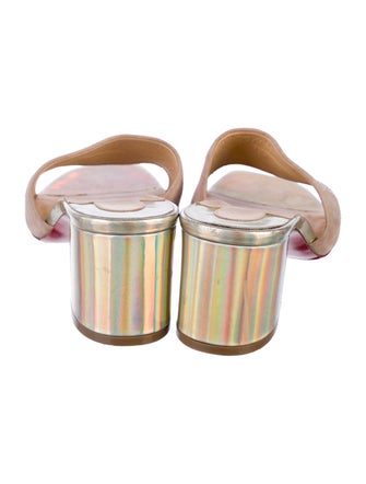 Christian Louboutin Leather Crystal Embellishments Slides