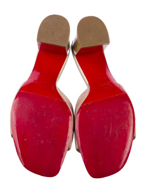 Christian Louboutin Leather Crystal Embellishments Slides