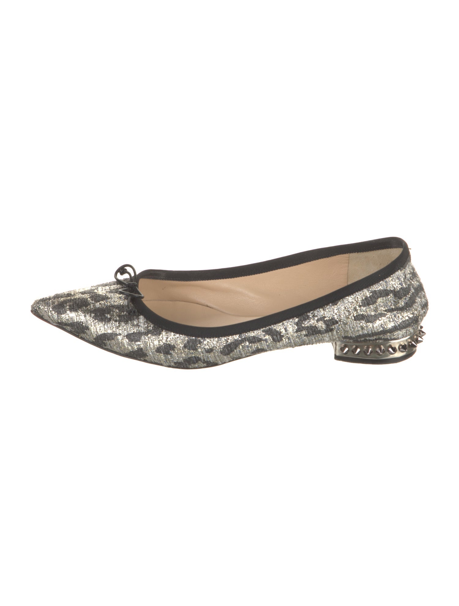 Christian Louboutin Spike Accents Animal Print Ballet Flats