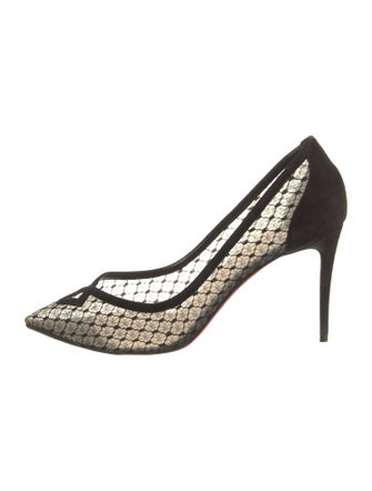 Christian Louboutin Suede Mesh Accents Pumps