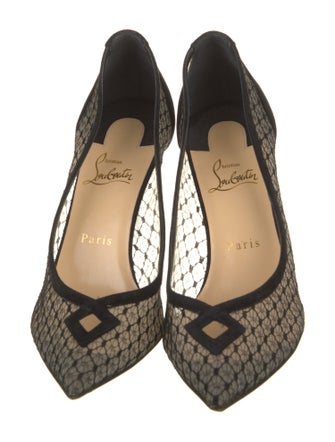 Christian Louboutin Suede Mesh Accents Pumps