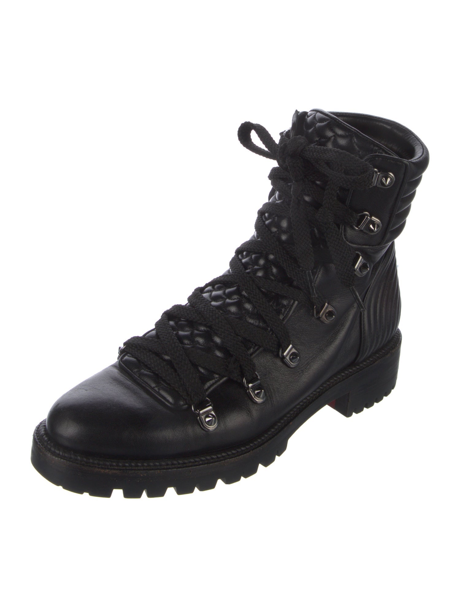 Christian Louboutin Spike Accents Leather Combat Boots