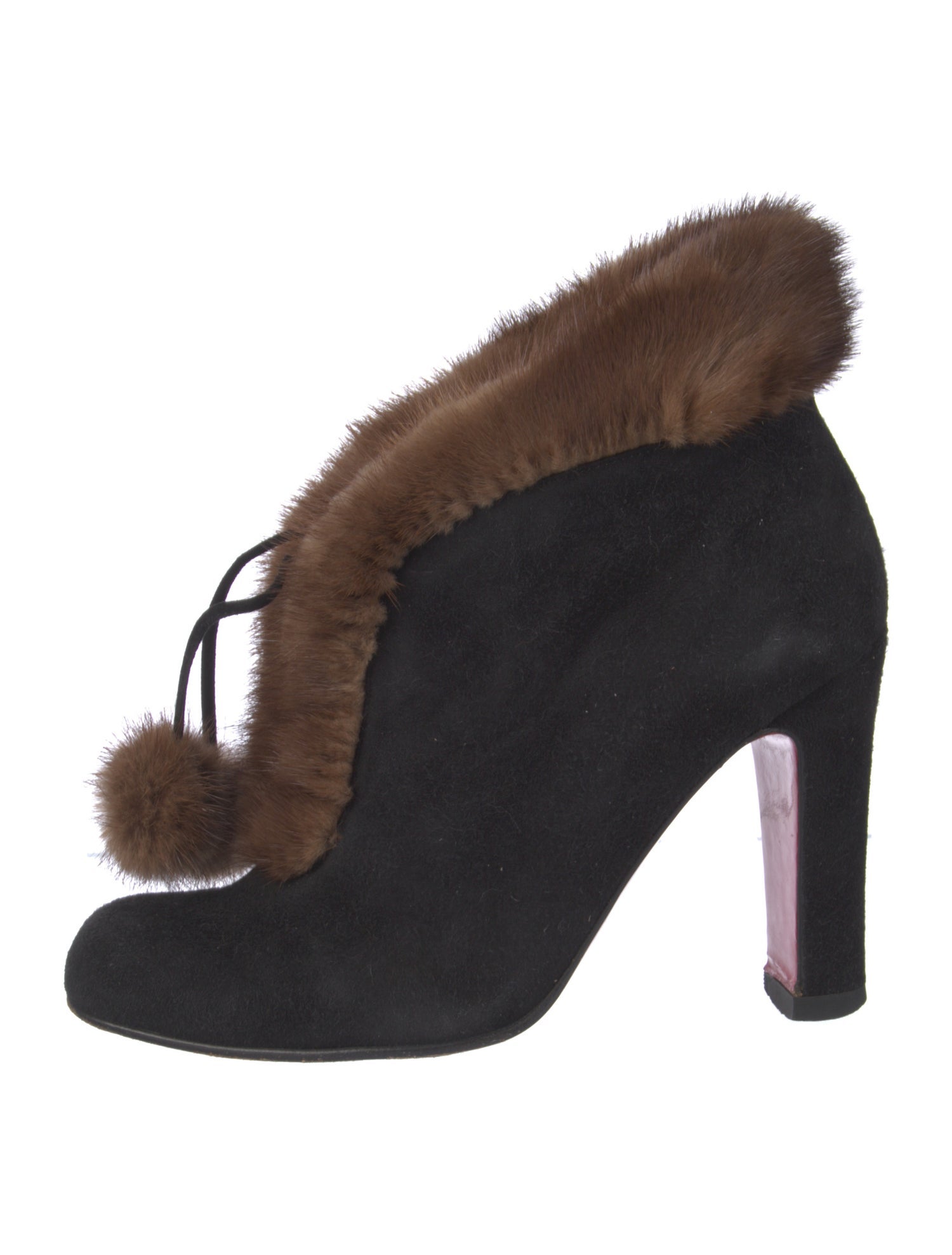 Christian Louboutin Suede Fur Trim Boots