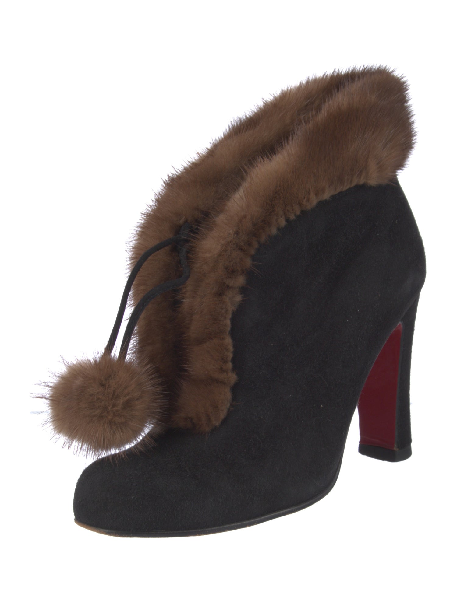 Christian Louboutin Suede Fur Trim Boots
