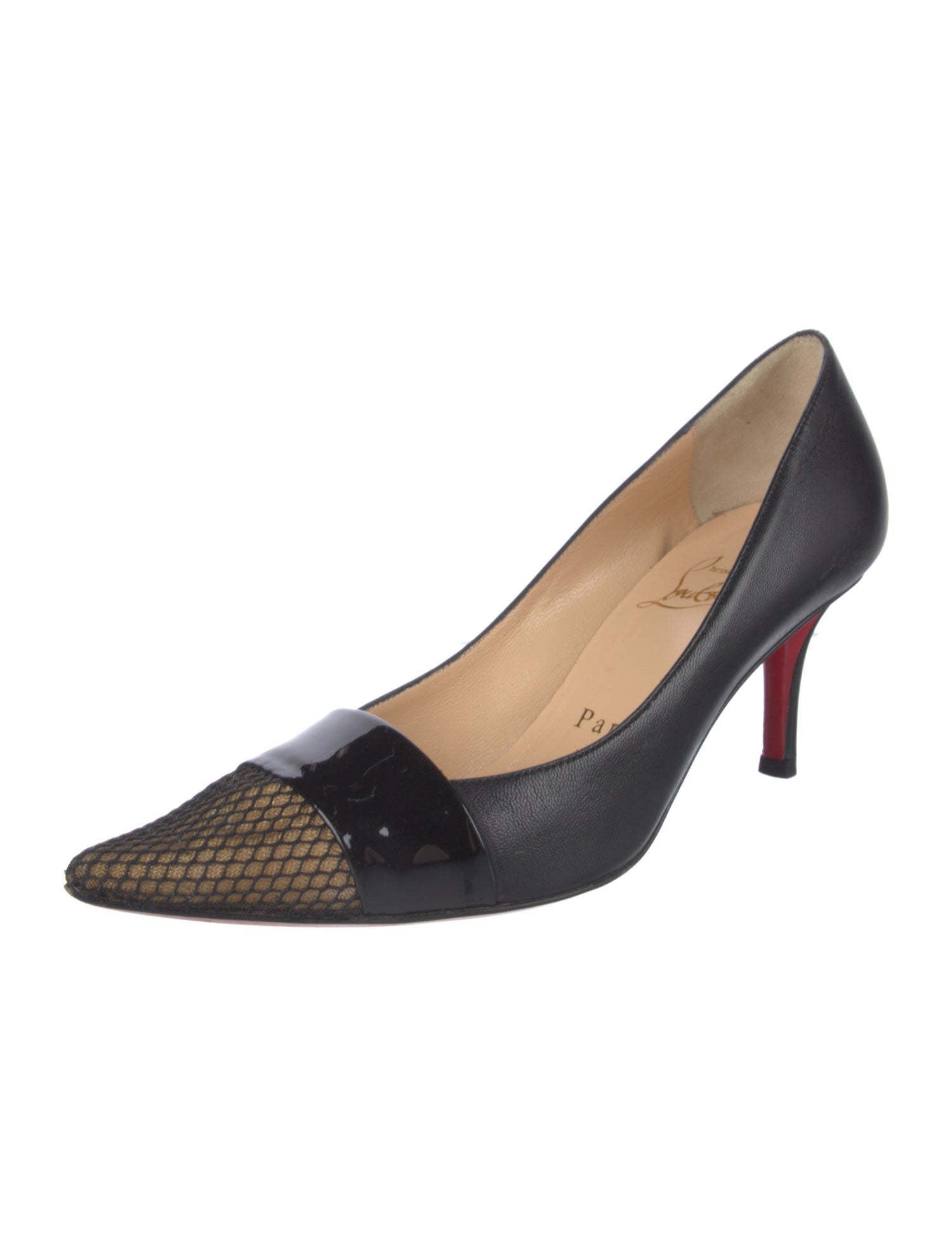 Christian Louboutin Leather Mesh Accents Pumps