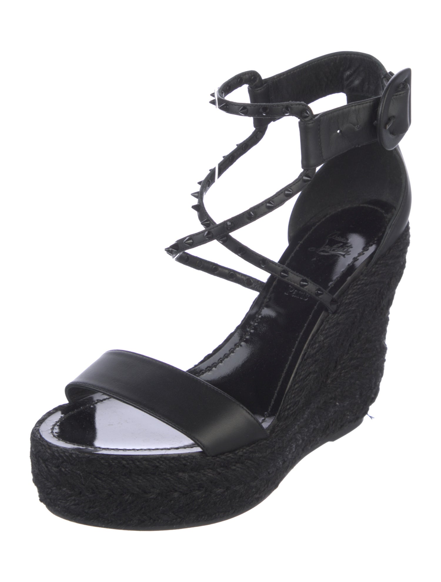 Christian Louboutin Spike Accents Leather Espadrilles