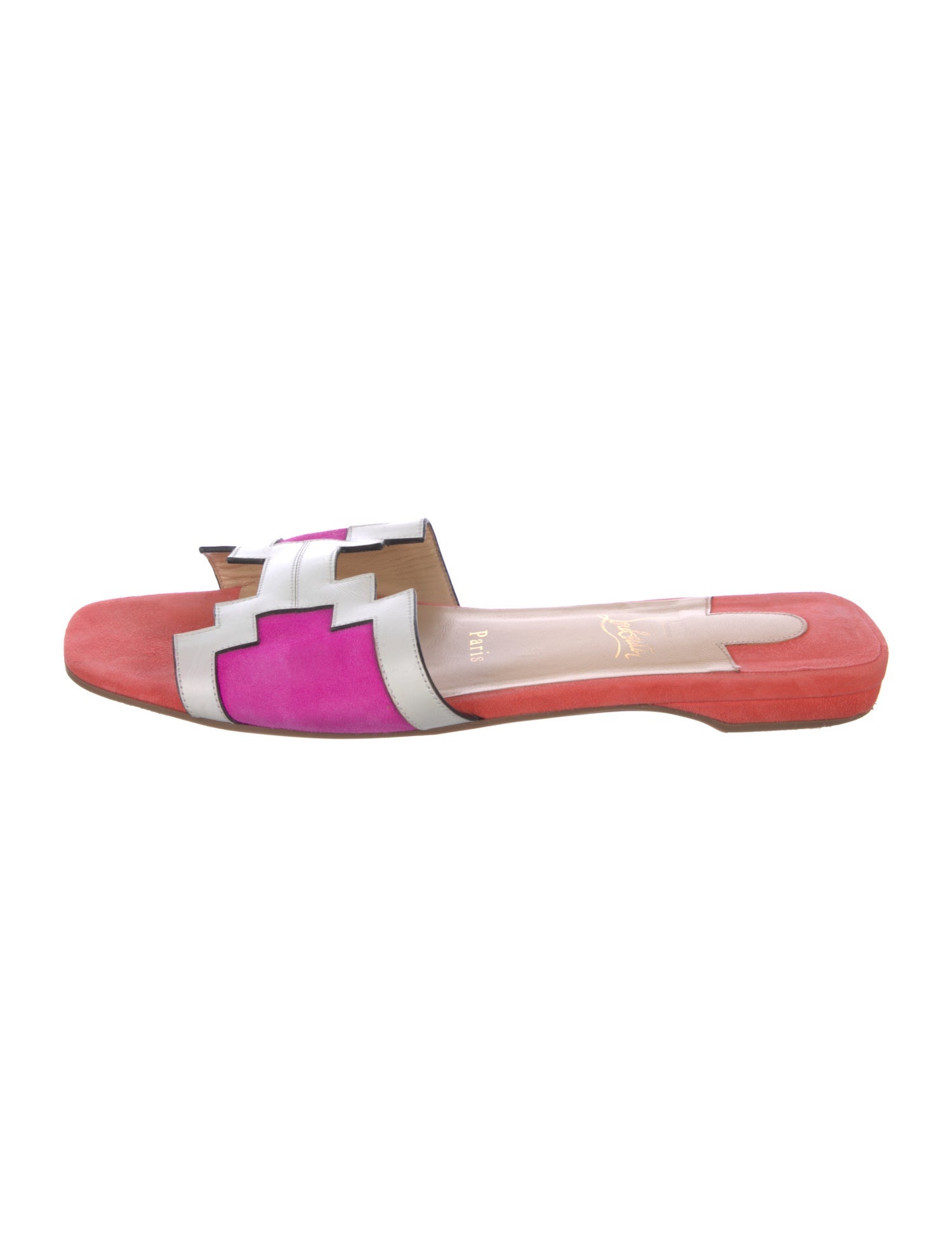 Christian Louboutin Suede Leather Trim Embellishment Slides