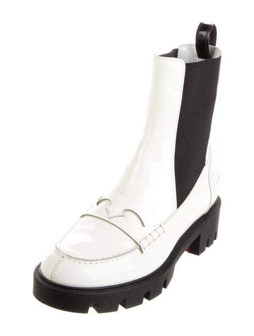 Christian Louboutin Patent Leather Colorblock Pattern Chelsea Boots