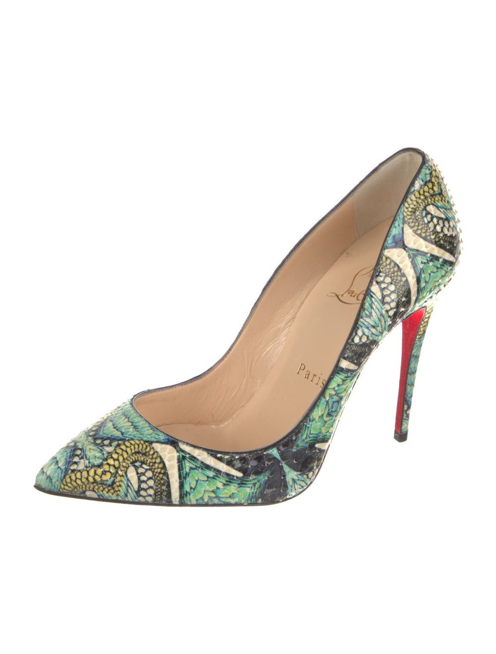 Christian Louboutin Python Slingback Pumps Green … - image 2