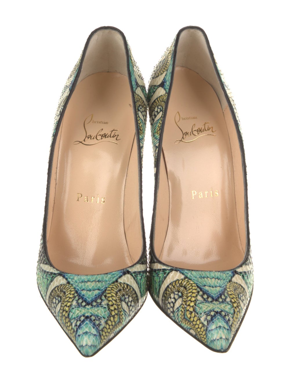 Christian Louboutin Python Slingback Pumps Green … - image 3