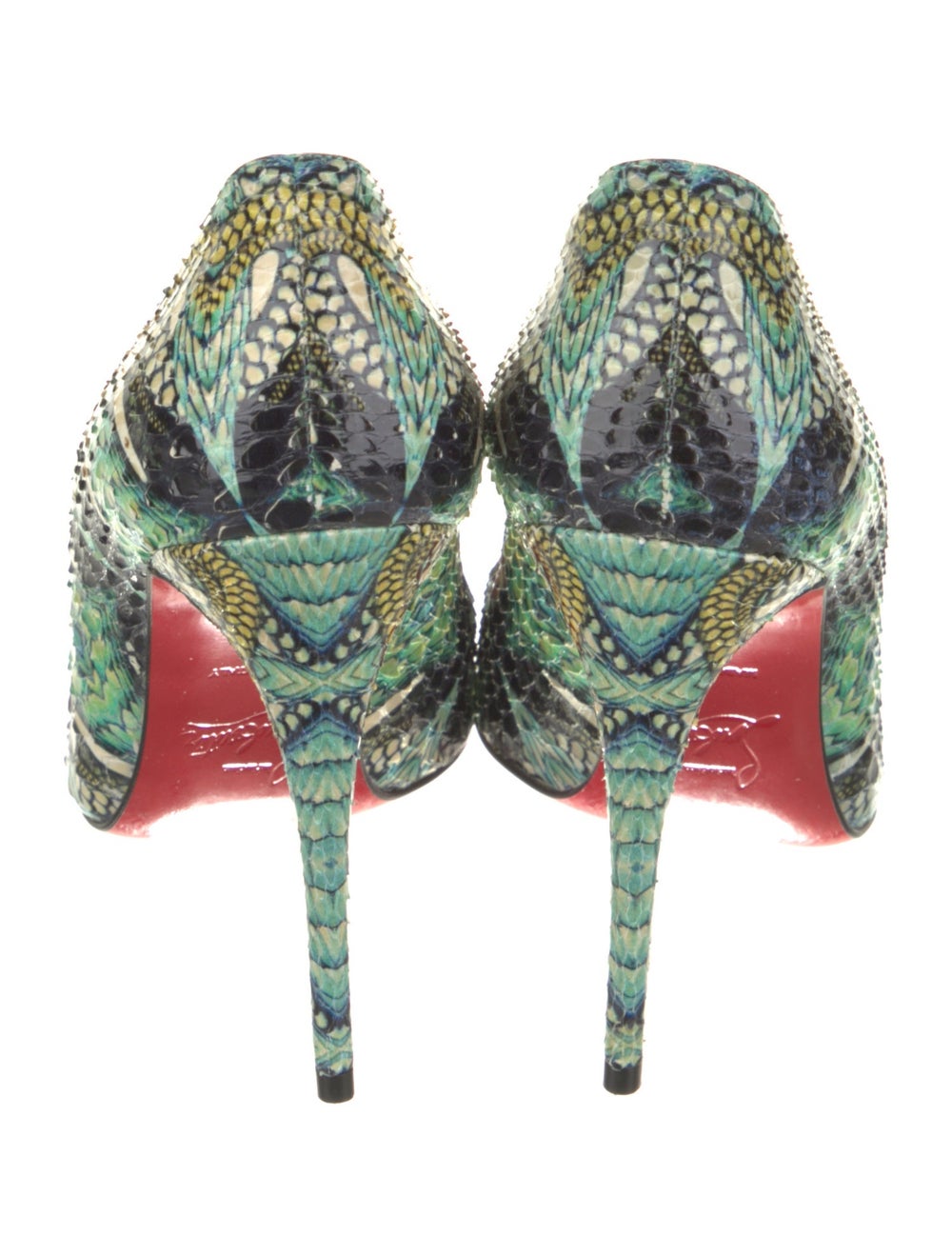 Christian Louboutin Python Slingback Pumps Green … - image 4