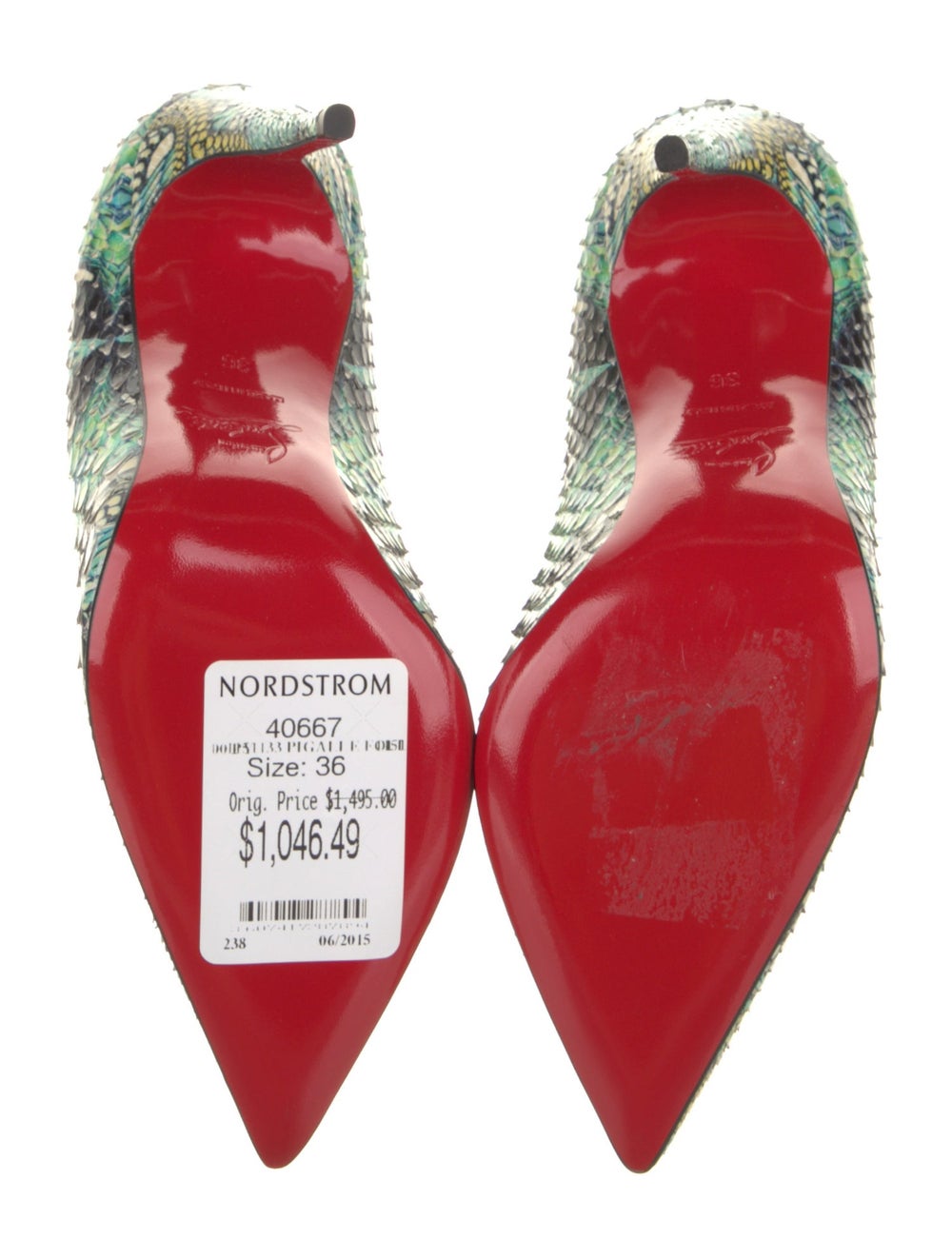 Christian Louboutin Python Slingback Pumps Green … - image 5