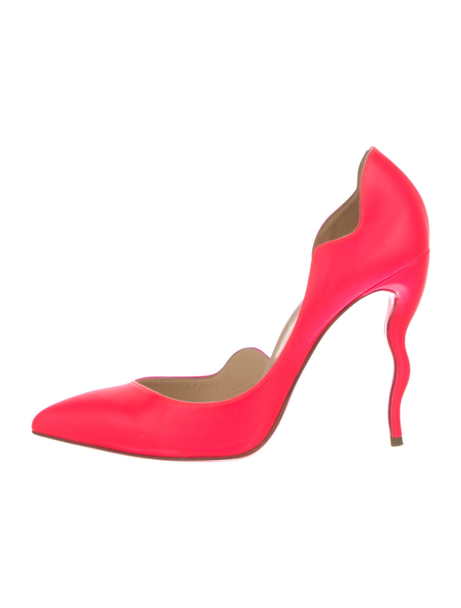 Christian Louboutin Leather Scalloped Accent D'Orsay Pumps