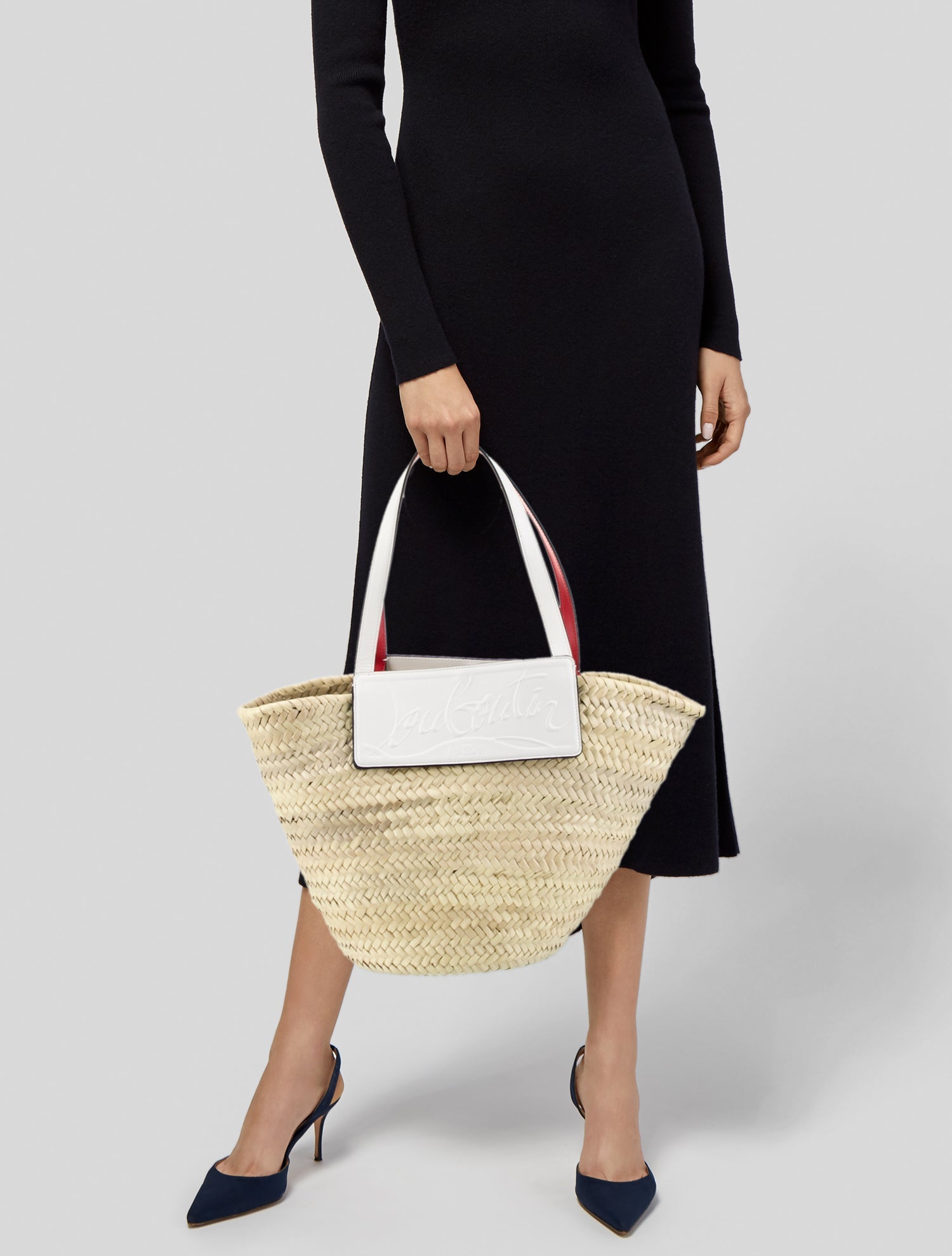 Christian Louboutin Straw Loubi Shore Tote