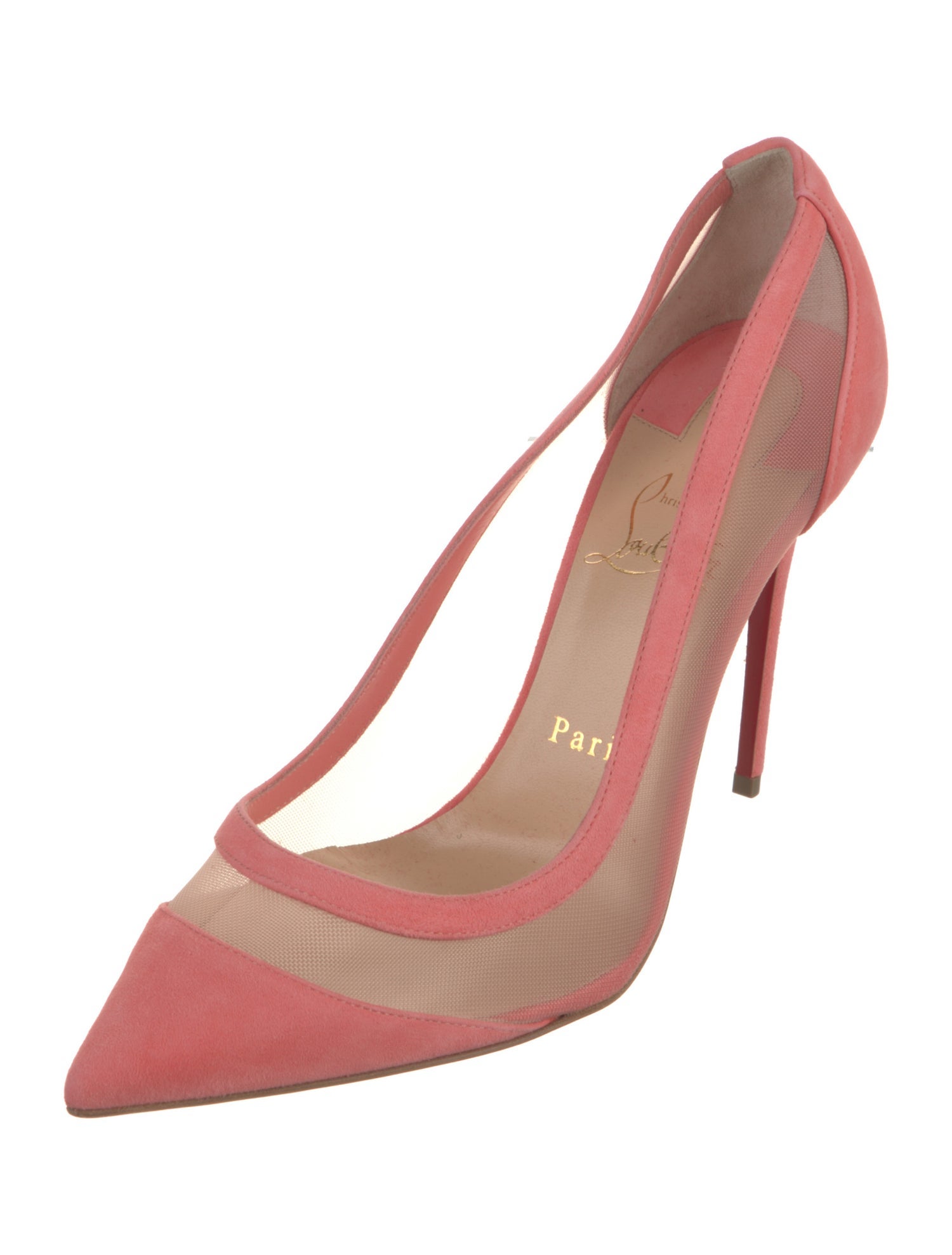 Christian Louboutin Suede Mesh Accents Pumps