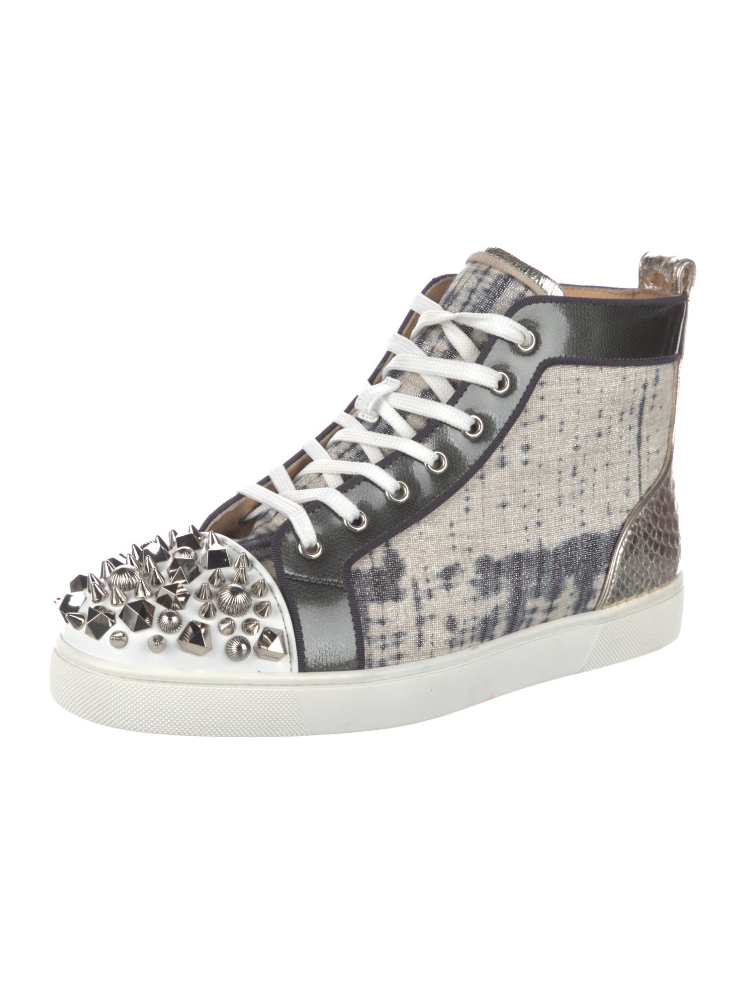 Christian Louboutin Spike Accents Canvas Sneakers