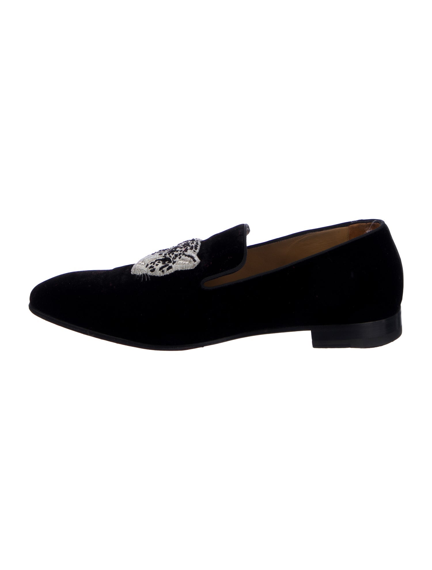 Christian Louboutin Velvet Embroidered Accent Loafers