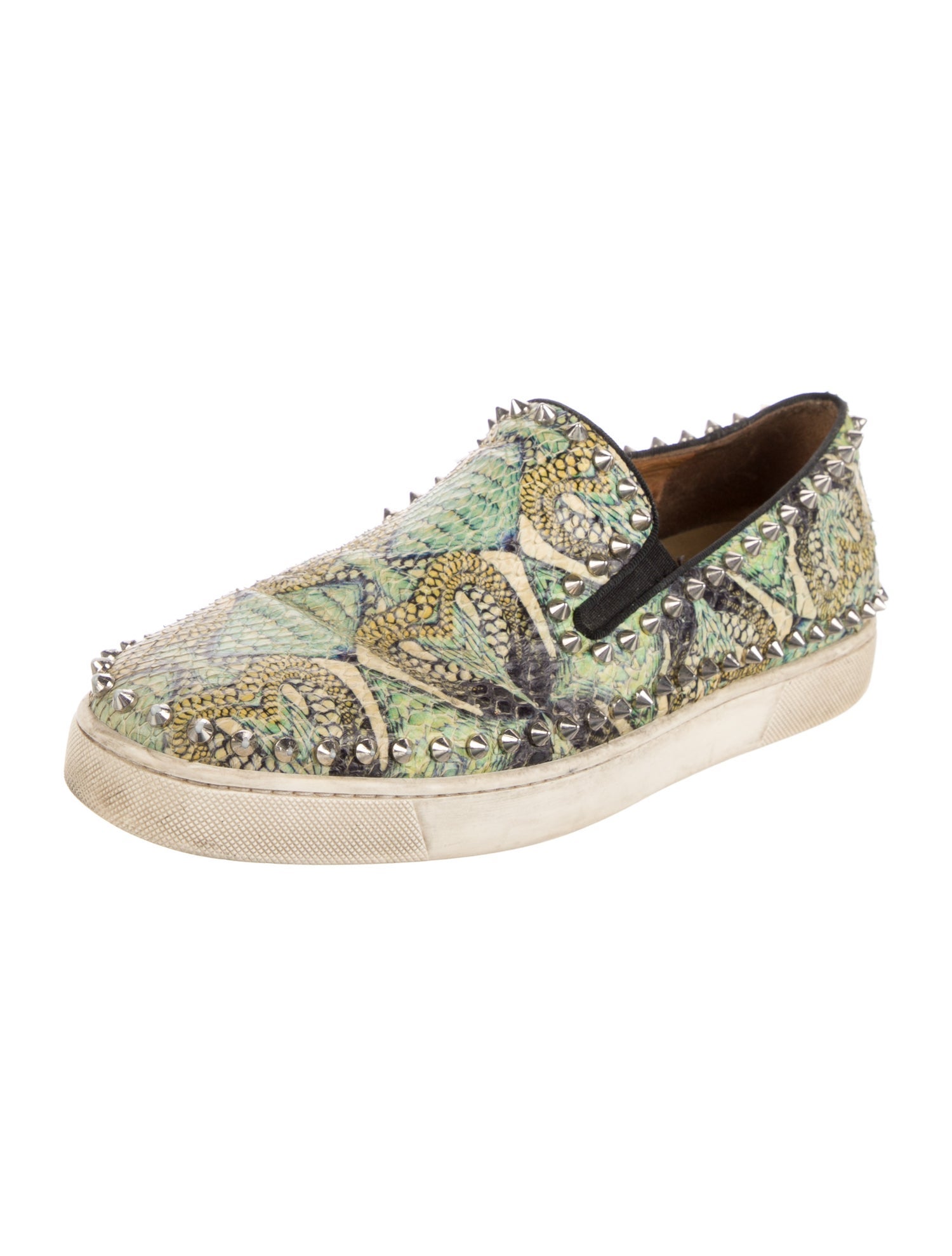 Christian Louboutin Spike Accents Snakeskin Sneakers