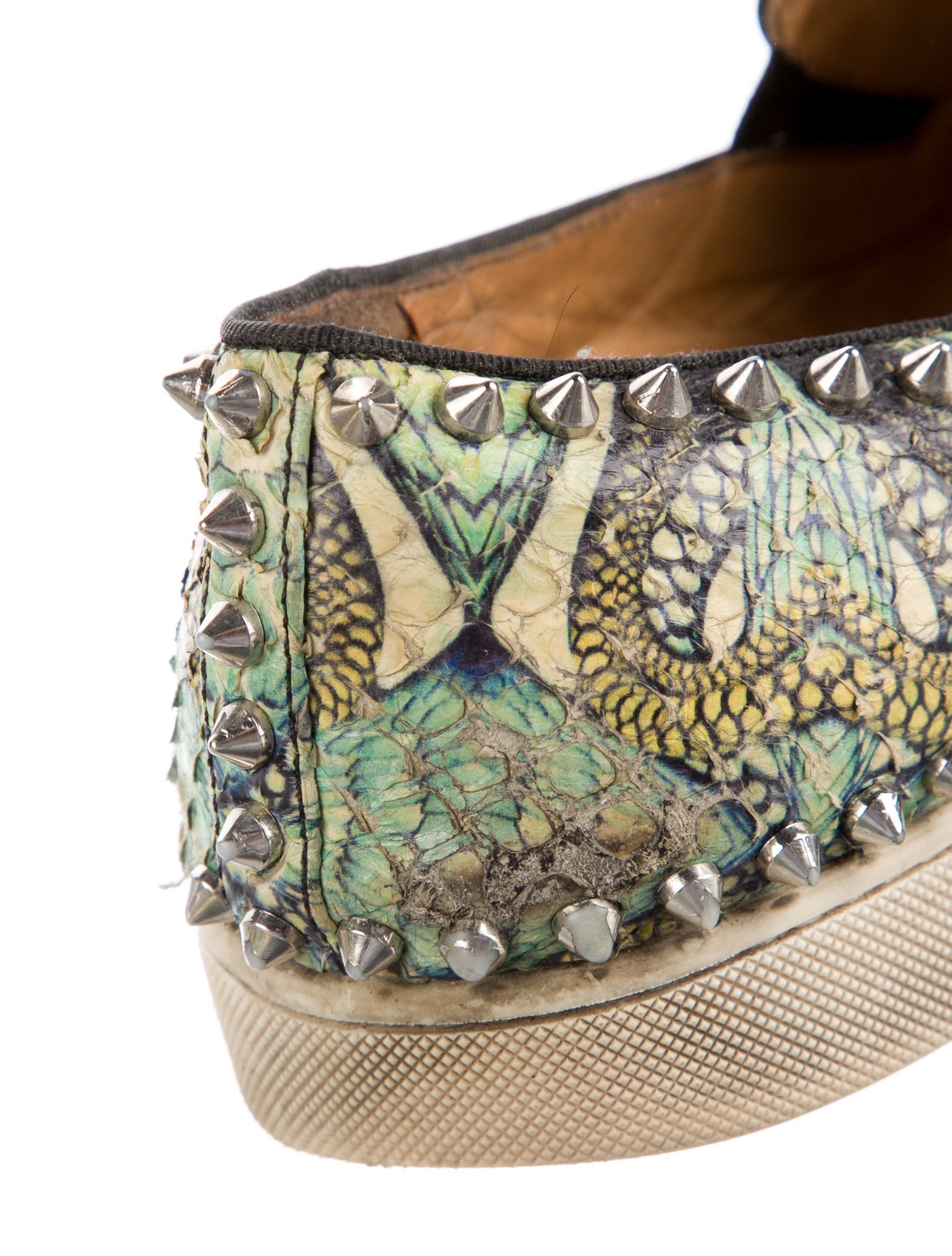 Christian Louboutin Spike Accents Snakeskin Sneakers