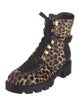 Christian Louboutin Calf Hair Animal Print Combat Boots
