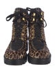 Christian Louboutin Calf Hair Animal Print Combat Boots